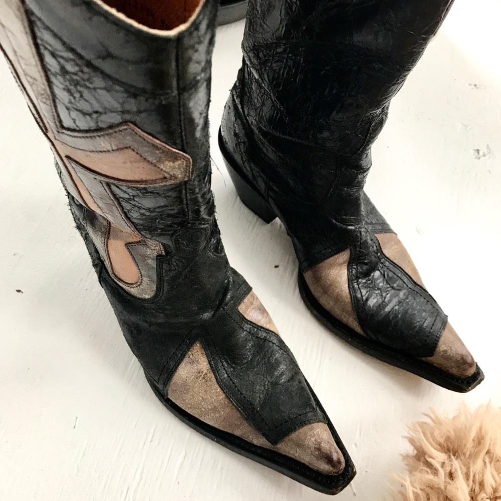 Stetson Multi Pattern Leather Pointed Toe Boots - image 3